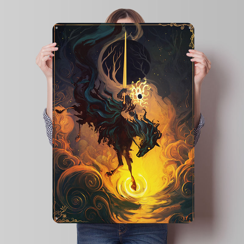 Retro Knight Gaming - Poster in Metallo The Eclipse Knight,