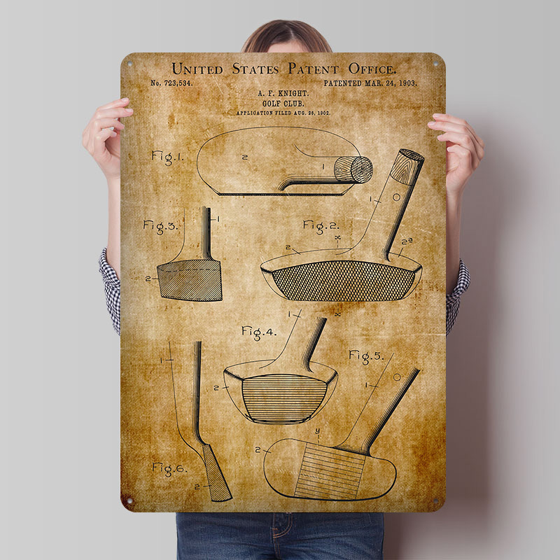 Retro Knight Gaming - Poster con Disegno Brevettato del Golf