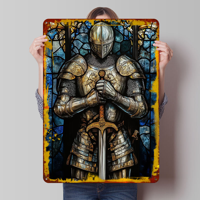Retro Knight Gaming - Targa in Latta Cavaliere in Armatura