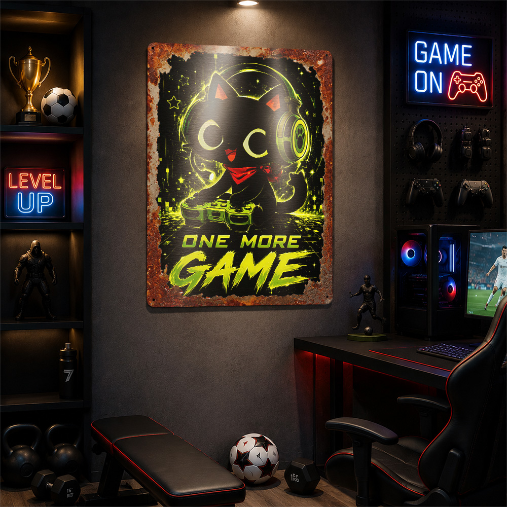 Poster in Metallo Gatto Gamer  - Retro Gaming Cafe recensione e prezzo